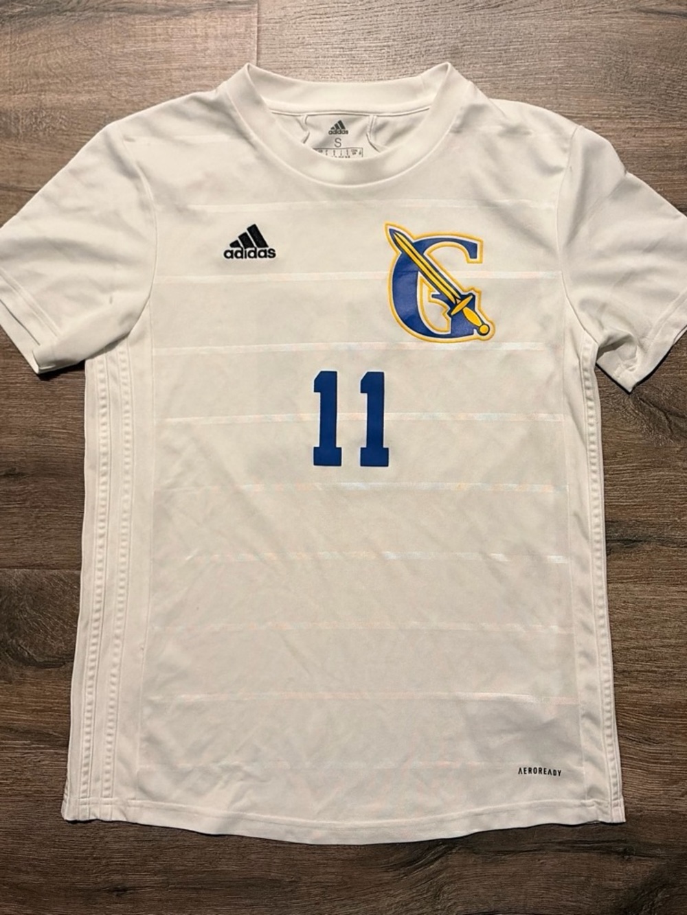 Adidas White Aeroready Soccer Jersey Number 11 Graphic T-Shirt Small